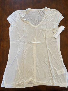 Calvin Klein Jean White V-Neck Pocket Tee - Women's